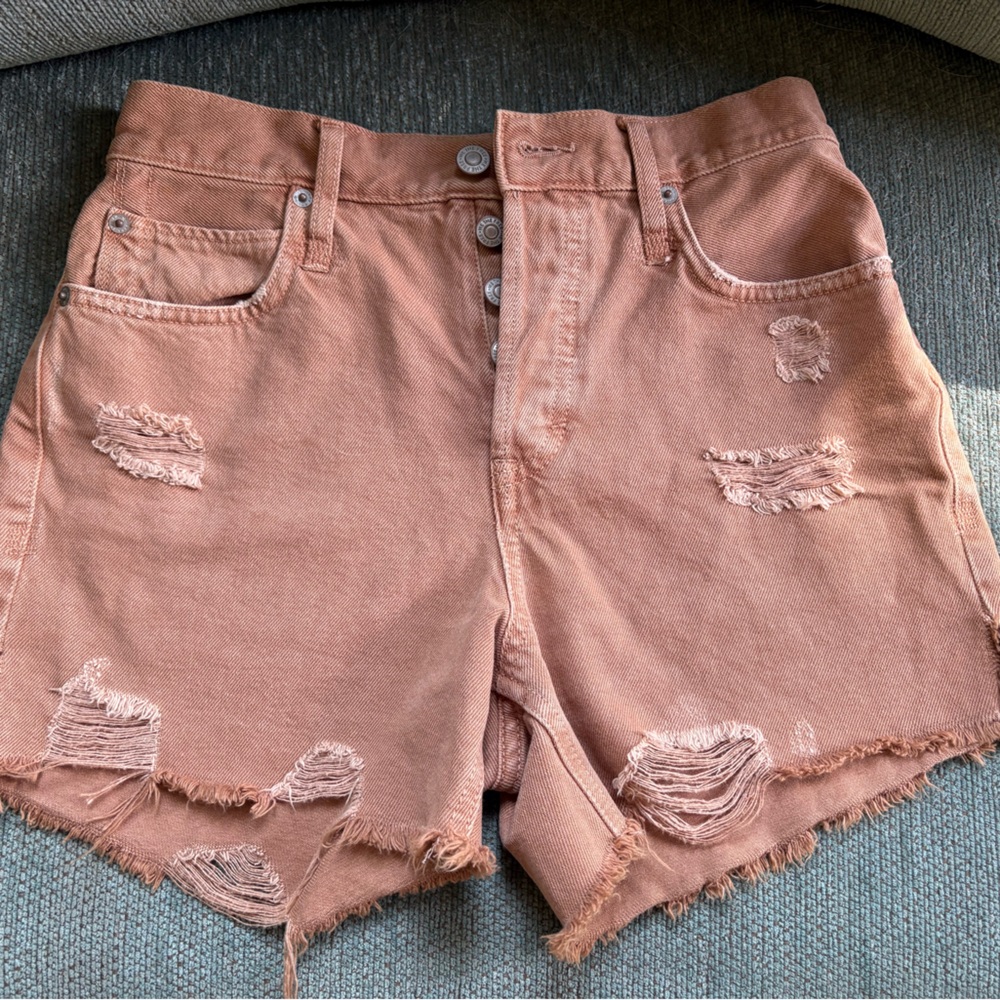 Free People We The Free Button Fly Ivy Mid Rise Denim Shorts